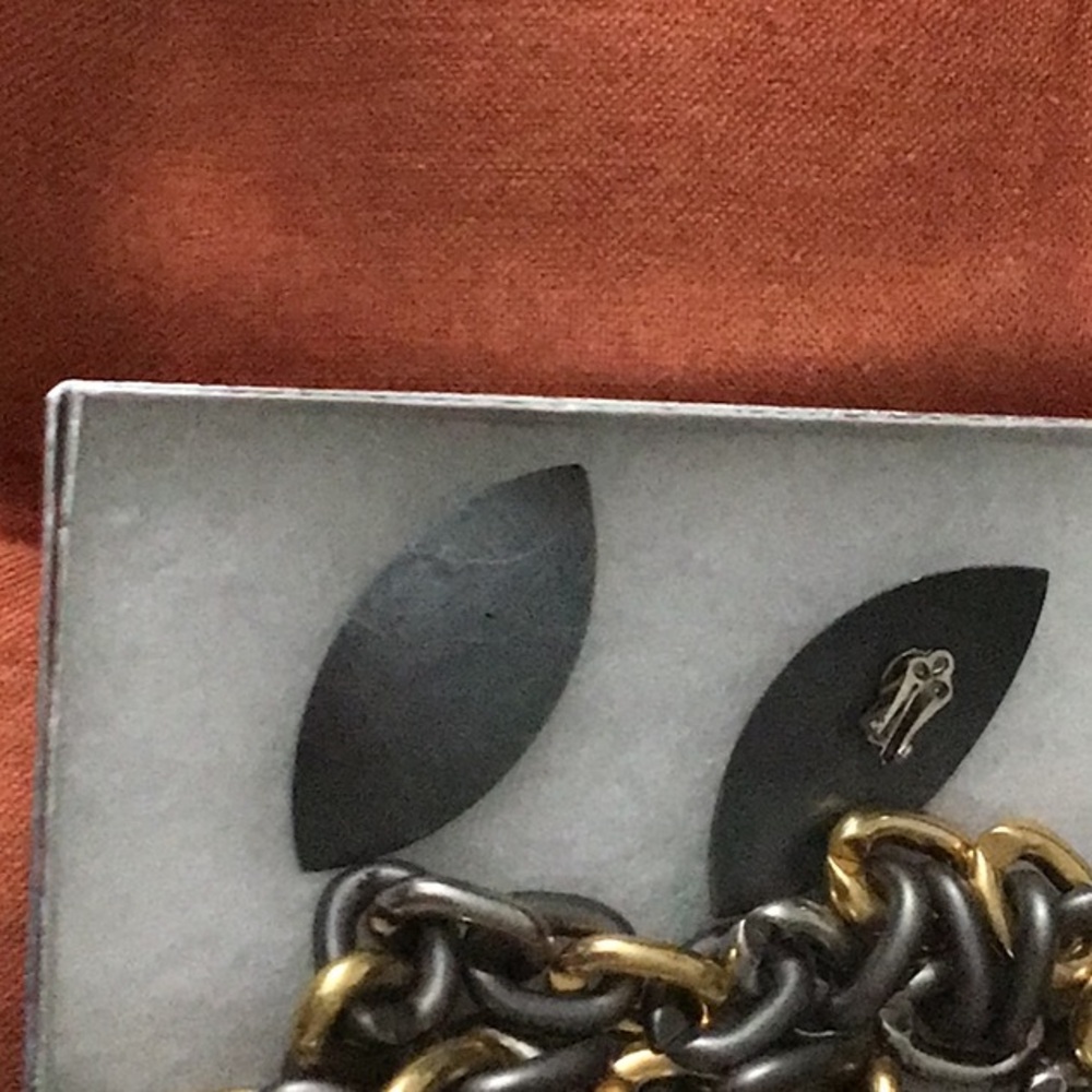 PONO designer, gold and gray metal chain necklace